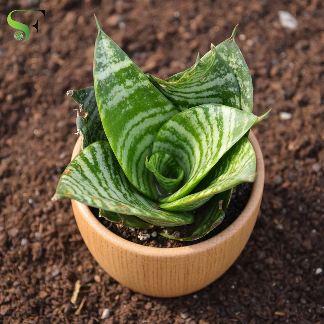 Haworthia succulent in a wooden pot